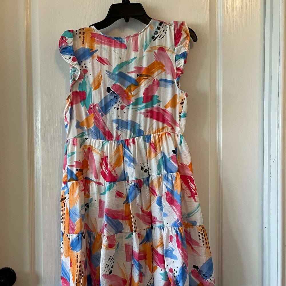 Blu Pepper Multicolor Tiered Sleeveless Mini Dress size Small - Picture 4 of 6
